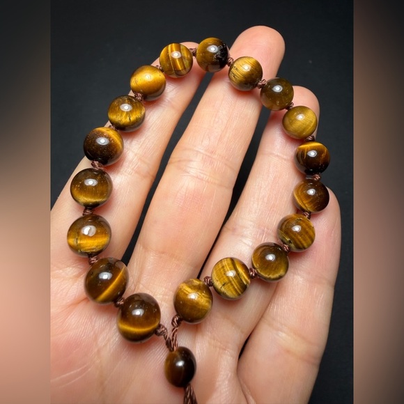Vintage Jewelry - Natural Tiger's Eye Beaded Bracelet Juzu Mala Prayer